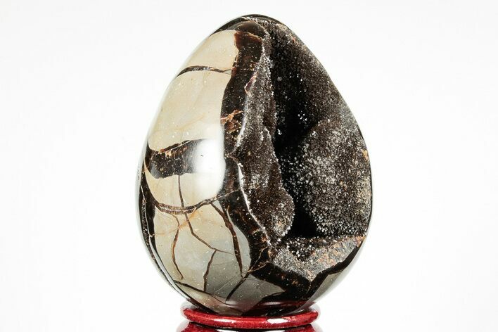 Septarian Dragon Egg Geode - Black Crystals #191482